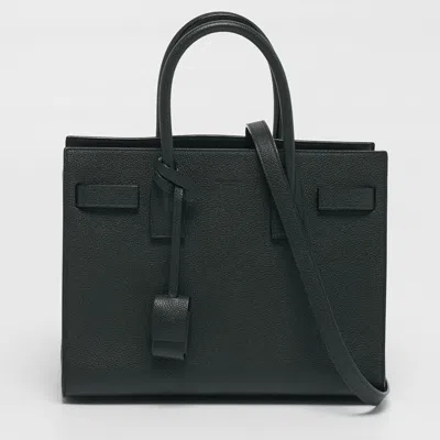 Pre-owned Saint Laurent Classic Sac De Jour Baby Dark Green Leather Tote