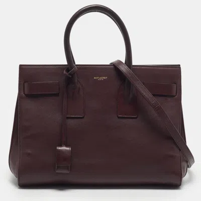 Pre-owned Saint Laurent Classic Sac De Jour Small Burgundy Leather Tote