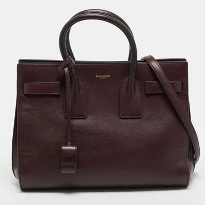 Pre-owned Saint Laurent Classic Sac De Jour Small Burgundy Leather Tote