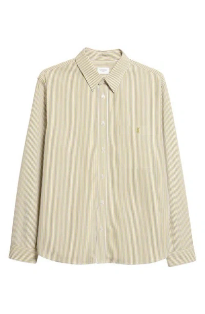 Saint Laurent Classic Stripe Cotton Poplin Button-up Shirt In Nude