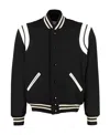 Saint Laurent Men Teddy Varsity Bomber Jacket In Black