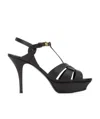 Saint Laurent Tribute Black Sandals With Platform In Patent Leather Woman In Black