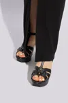 Saint Laurent Tribute Black Sandals With Platform In Patent Leather Woman In Black