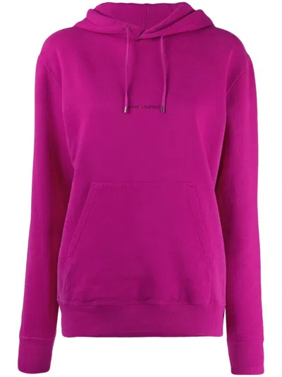 Saint Laurent Classic Volume Hoodie For Women In Magenta