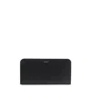 Saint Laurent Paris Black Textured Leather Zip-around Wa In Black