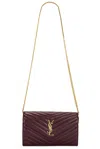 Saint Laurent Classic Wallet On Chain Bag In Burgundy