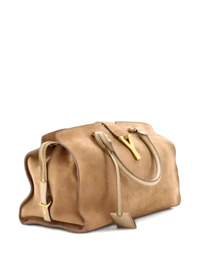 Pre-owned Saint Laurent Classic Y Cabas Leather Large Tote Bag In Brown