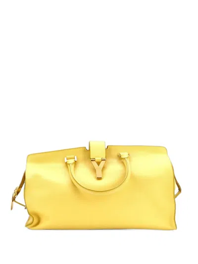 Pre-owned Saint Laurent Classic Y Cabas Leather Medium Tote Bag In Yellow