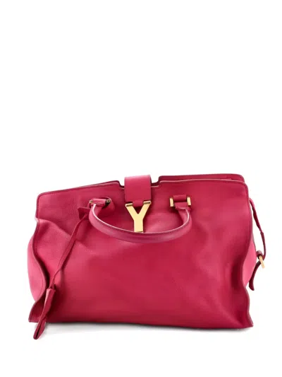 Pre-owned Saint Laurent Classic Y Cabas Leather Small Satchel In Pink