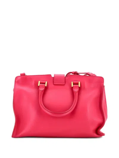 Pre-owned Saint Laurent Classic Y Cabas Leather Small Satchel In Pink