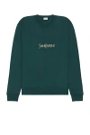Saint Laurent Classique Old School Sweater In Vert & Naturel