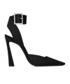 Saint Laurent Fanny Silk Crystal-buckle Pumps In Black
