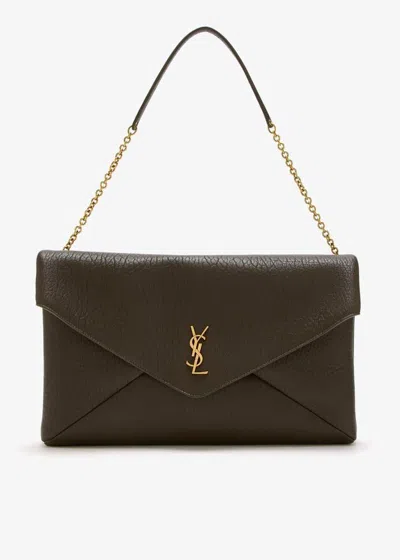 Saint Laurent Clutch Bag Envelope Cassandre Xxl In Brown