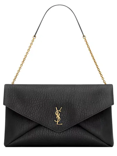 Saint Laurent Clutch Bag "envelope Cassandre" Xxl In Black
