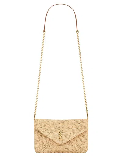 Saint Laurent Clutch Bag With Chain "cassandras" In Sand