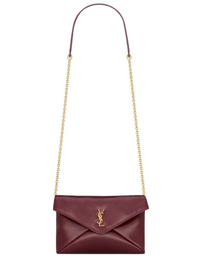 Saint Laurent Clutch Bag With Chain In Red