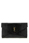 Saint Laurent Large Ysl Envelope Pouch Clutch Bag In Leather In Black