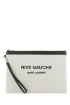 Saint Laurent Man Sand Canvas Rive Gauche Clutch