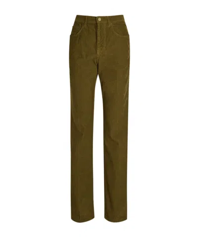 Saint Laurent Clyde Bootcut Corduroy Trousers In Green
