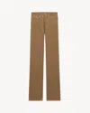 Saint Laurent Logo-patch Corduroy Trousers In Brown