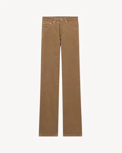 Saint Laurent Logo-patch Corduroy Trousers In Brown