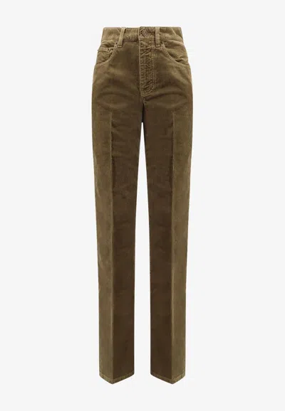 Saint Laurent Clyde Corduroy Straight-leg Pants In Brown