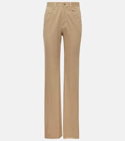 Saint Laurent Clyde High-rise Straight-leg Jeans In Beige