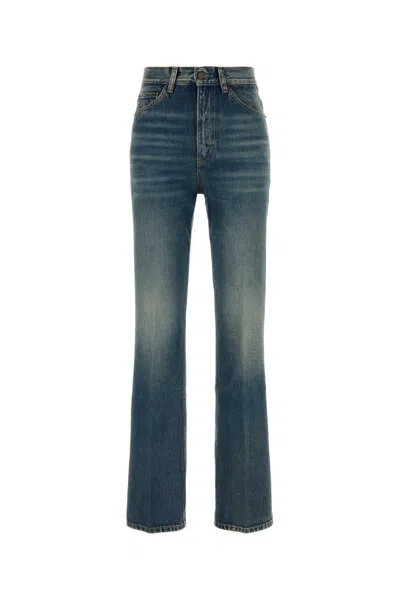 Saint Laurent Clyde High-rise Straight-leg Pants In Mediumblue