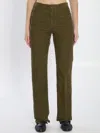 Saint Laurent Clyde Cotton-corduroy Slim-leg Pants In Green