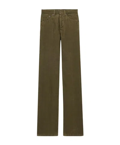 Saint Laurent Clyde Pants In Corduroy In Green