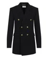 Saint Laurent Double-breasted Wool Jacket Notched Lapels In Black