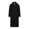 Saint Laurent Wool Coat With Central Back Slit In Blue