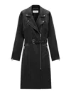 Saint Laurent Midi-length Zipped Biker Jacket In Black