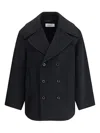Saint Laurent Short Double-breasted Coat In Black