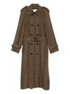 Saint Laurent Plaid Coat In Brown