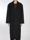Saint Laurent Oversized Coat In Brushed Cashmere And Wool In Black