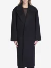 Saint Laurent Oversized Coat In Brushed Cashmere And Wool In Black