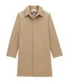 Saint Laurent Cotton Gabardine Faux-fur Lined Overcoat In Brown