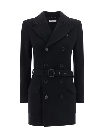 Saint Laurent Coat In Noir
