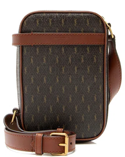 Saint Laurent Coated Canvas Le Monogramme N/s Camera Bag (authentic Pre-loved) In Black