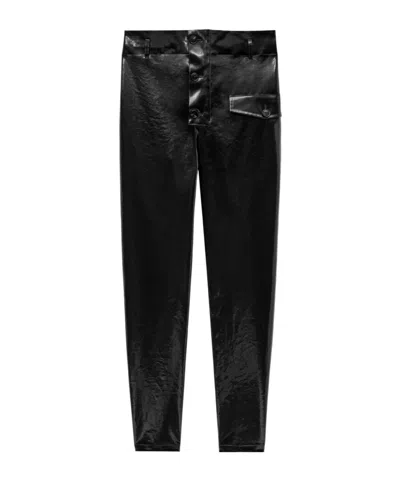 Saint Laurent Coated Cotton Paper Bag Pants In Black