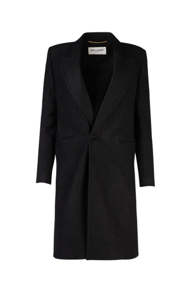 Saint Laurent Coats In Black