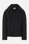 Saint Laurent Black Double-breasted Coat With Classic Wide Revers In Wool Woman