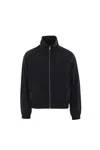 Saint Laurent Black Jacket With High Neck And Logo Lettering On The Front In Tech Fabric Man