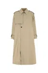 Saint Laurent Beige Cotton Trench Coat In Green