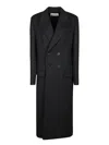 Saint Laurent Grey Double-breasted Coat With Peak Revers In Cashmere And Wool Woman In Black