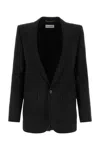 Saint Laurent Womans Black Gabardine Single-breasted Blazer In Black