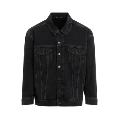 Saint Laurent Jeansjacke Im Distressed-look In Schwarz