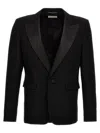 Saint Laurent Black Single-breasted Tuxedo Jacket In Virgin Wool Man In Black