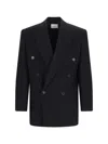 Saint Laurent Oversize Wool Jacket In Black